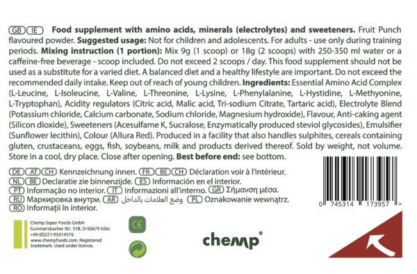 Chemp® pure EAA+ Elektrolyte 306g – Bild 5